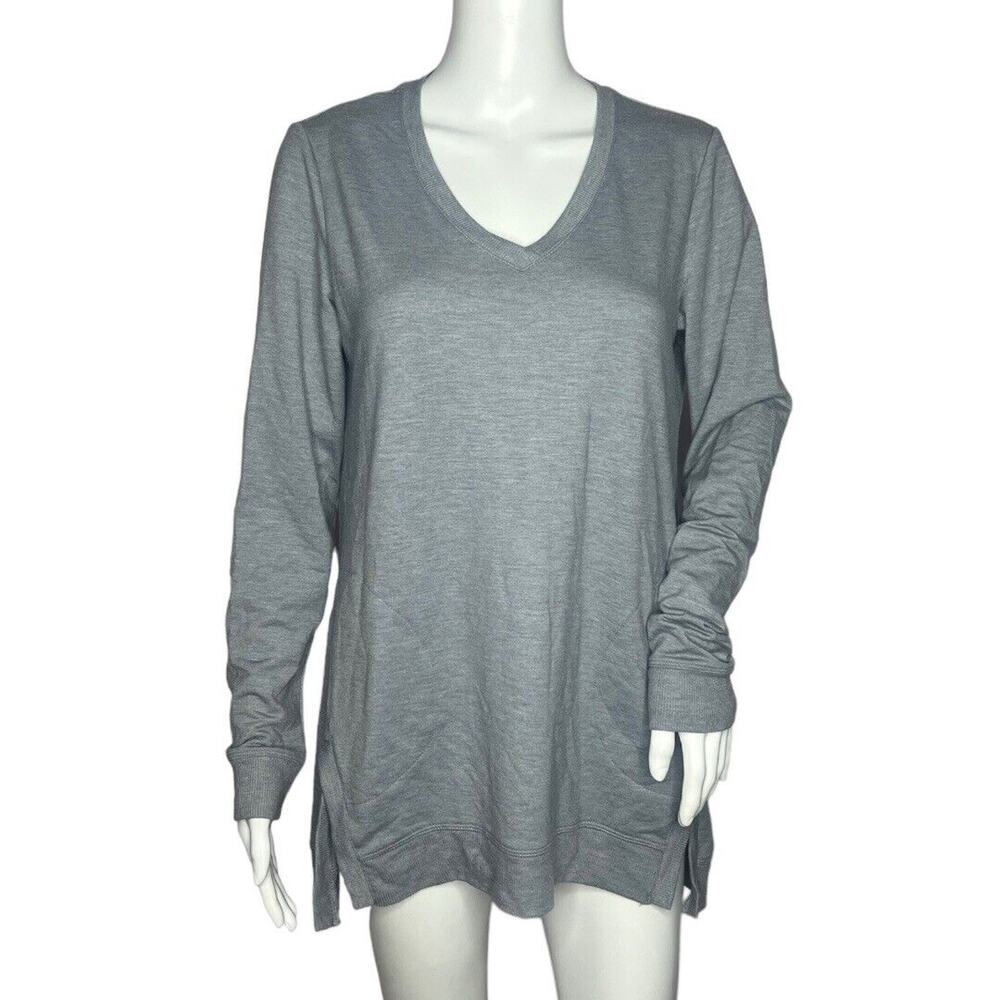 Logo by Lori Goldstein Shirt Womens Small Blue Gray Tunic Top Lounge‎ Casual